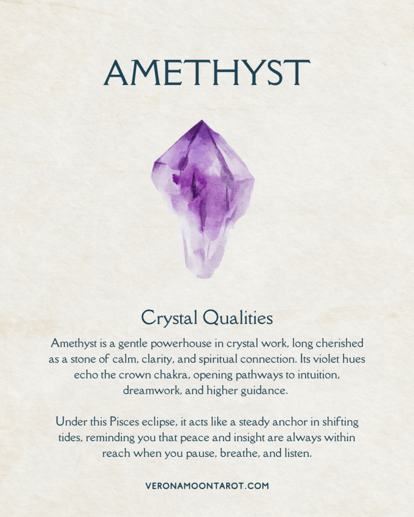 Crystals for the Pisces Full Moon: Amethyst, Aquamarine, and Moonstone